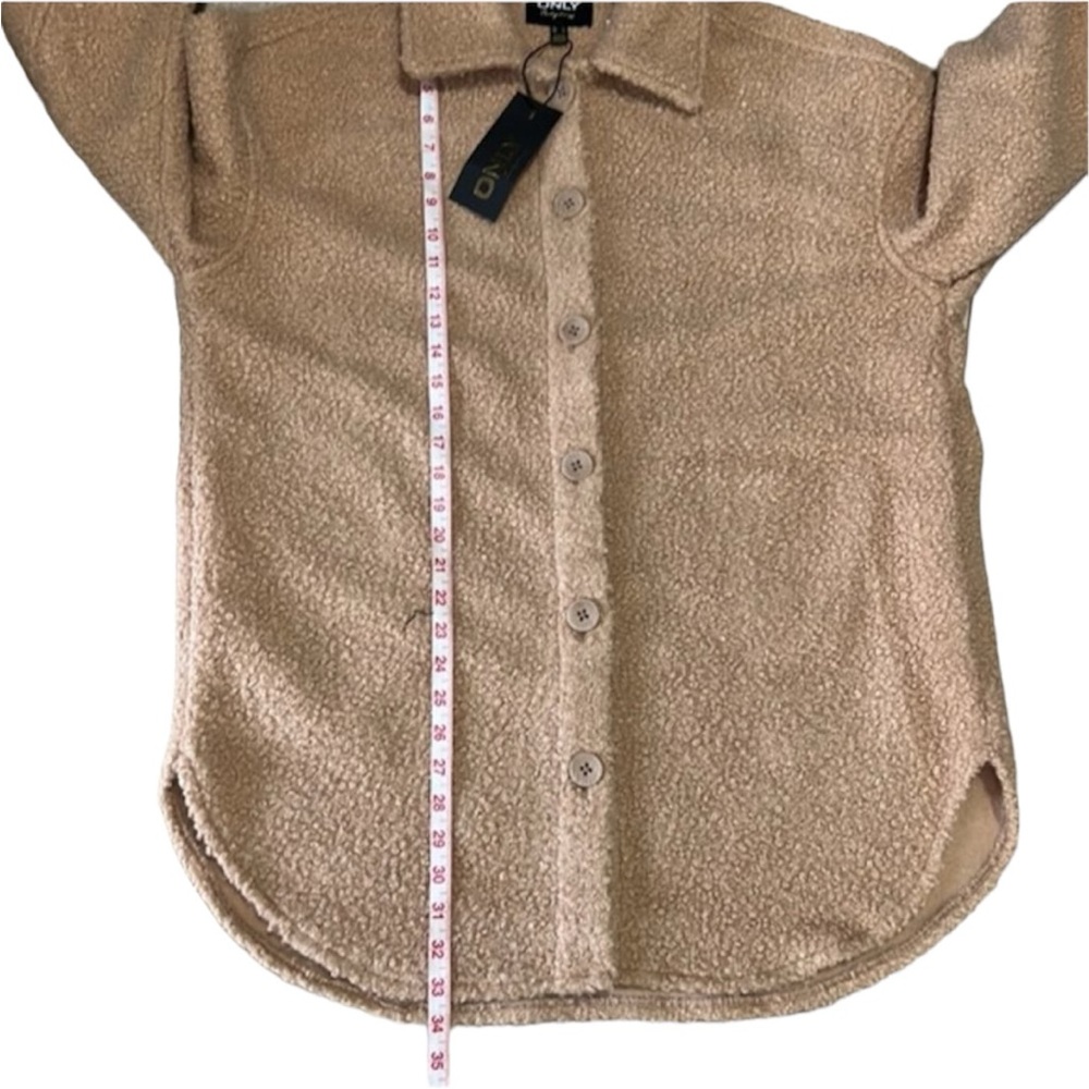 NWT Only Tan Teddy Style Long Sherpa Jacket Size Large - Picture 7 of 9